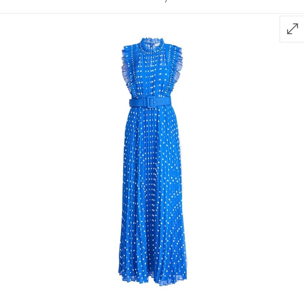 Self-Portrait Vibrant Blue Polka Dot Maxi Dress size 4